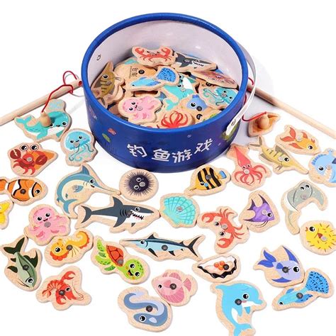 Engra Ado Fine Motor Habilidade Peixe Cogni O Puzzle Toy Madeira Magn