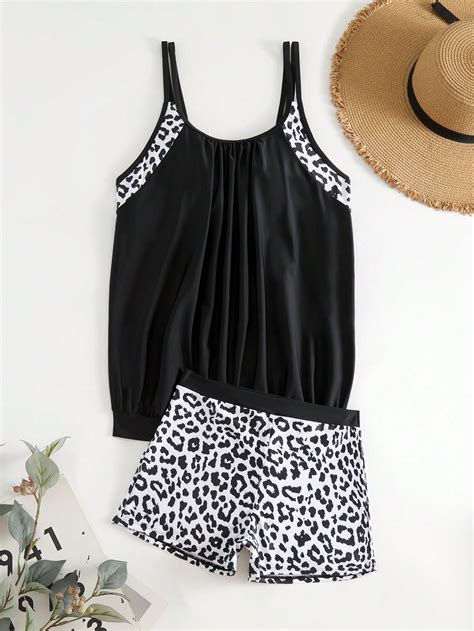 Shein Swim Classy Leopard Print Shorts Bikini Swimsuit Shein Usa