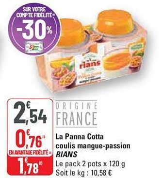 Promo La Panna Cotta Coulis Mangue Passion Rians Chez G20 ICatalogue Fr