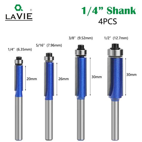 LAVIE 4pcs 6 35mm Shank High Quality Milling Cutter Flush Trim With