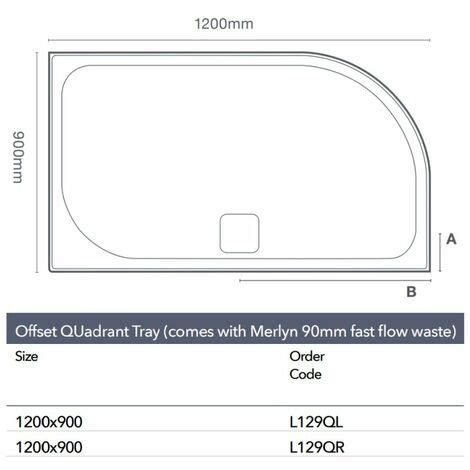 Merlyn Level Offset Quadrant Shower Tray With Waste Mm X Mm