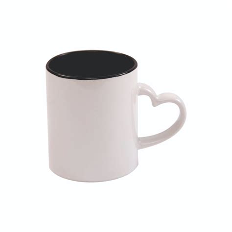 Ceramic Sublimation 11oz Plain Half Heart Shaped 2 Tone Mugs For