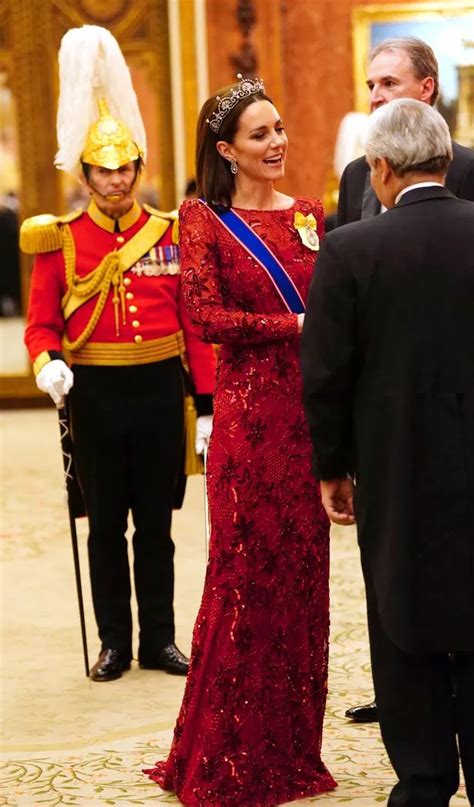 Kate Middleton Dazzles In Red Sequins And Tiara As She Beams At