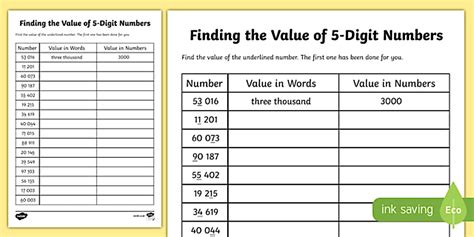place  finding     digit numbers worksheet