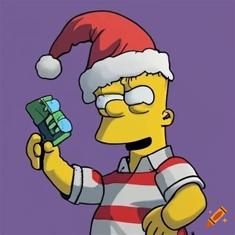 Bart Simpson Wearing A Santa Hat