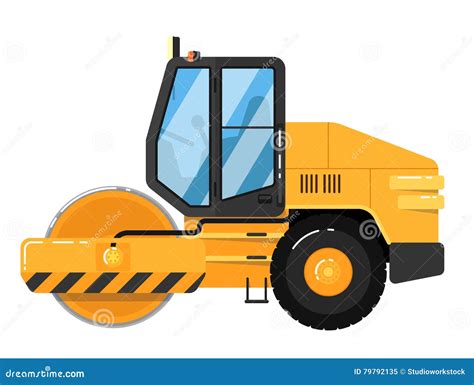 Yellow Road Roller On White Background Stock Vector Illustration Of