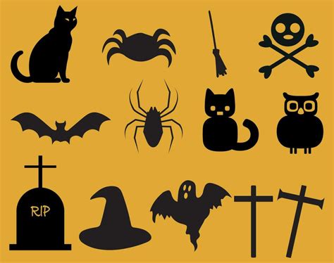 Halloween vector element silhouettes set, Free Download. 32426401 ...