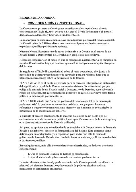 Bloque La Corona Res Menes Derecho Constitucional Bloque La