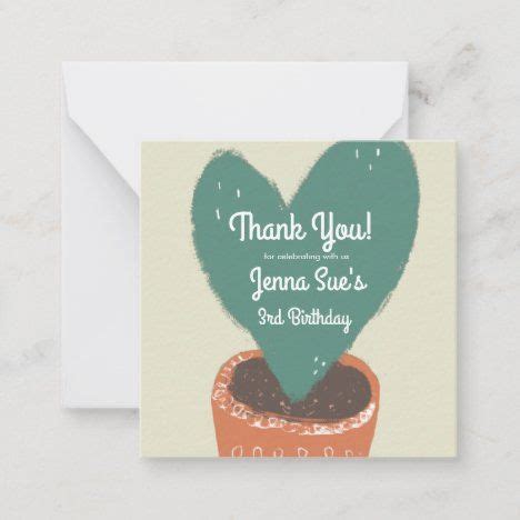 Cactus Heart Plant Fiesta Birthday Thank You Card Zazzle Birthday