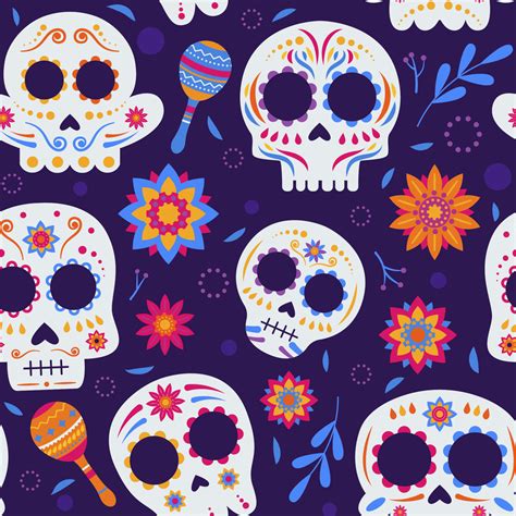 Calavera Sugar Skull Seamless Pattern 11061959 Vector Art at Vecteezy