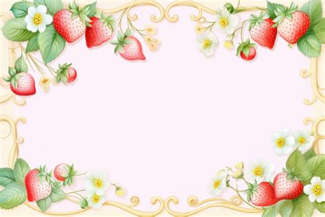 Painting strawberry border backgrounds fruit | Premium Photo ...