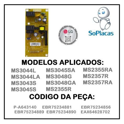 PLACA PRINCIPAL MICROONDAS LG MS3044L MS3045S MS3048G MS3043S