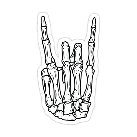 Skeleton Hand Rocking Heavy Metal Horns Sticker For Sale By