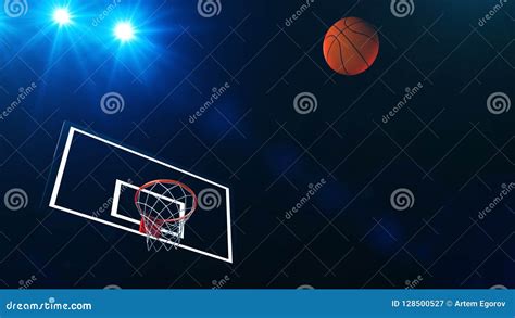 Ejemplo 3D Del Aro De Baloncesto En Una Arena Del Baloncesto