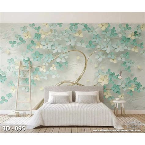 Jual Wallpaper Dinding D Custom Cantik Motif Bingkai Bunga Pohon