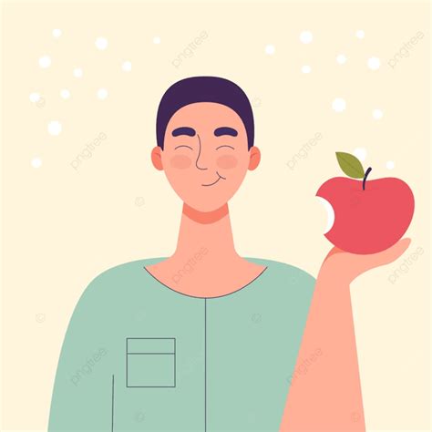 Eating Apple Vector Hd PNG Images, The Man Is Eating An Apple, Sweet ...