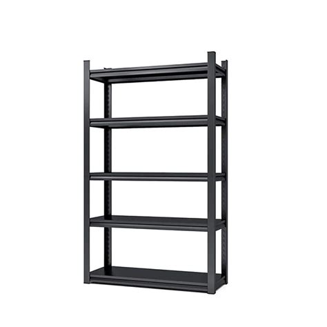 5 Tiers Metal Heavy-Duty Garage Storage Shelving Unit in Black (47 in ...