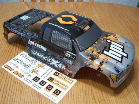 HPI Savage X 4 6 Silver Black Orange Factory Painted Truck Body Decal