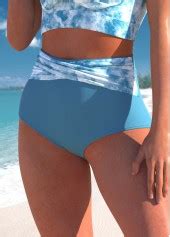 High Waisted Tie Dye Print Dusty Blue Bikini Bottom Modlily USD