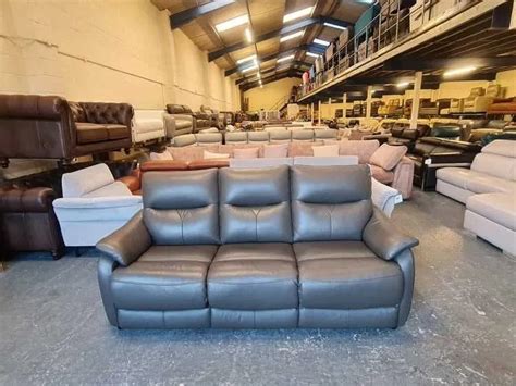 Сив кожен диван тройка "Albion" - ДИВАНИТЕ