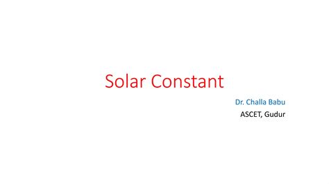 Solar constant | PPT