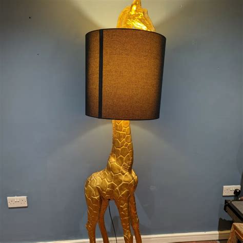 Antique Gold Giraffe Floor Lamp With Black Shade Lovemamaison