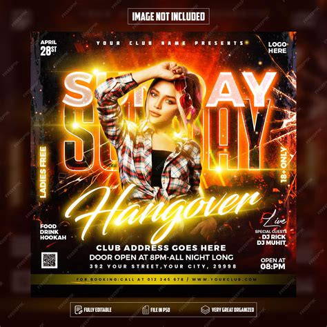 Premium Psd Sunday Hangover Party Flyer Social Media Post And Web Banner Template Psd