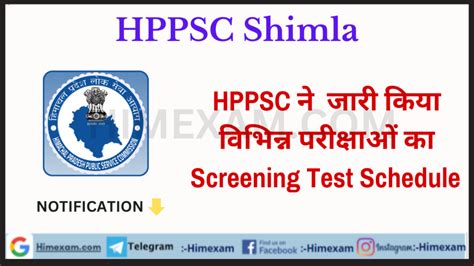 Hppsc Shimla Screening Test Schedule October Month Himexam