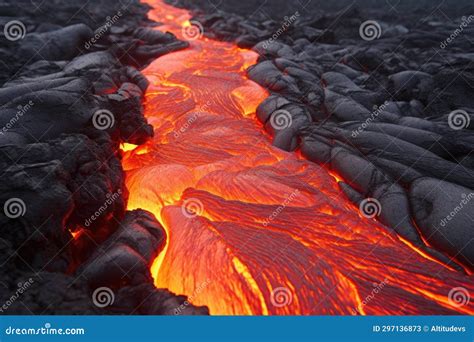 lava flow   erupting volcano stock image image  activity