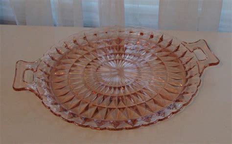 Pink Depression Glass Serving Plate Etsy