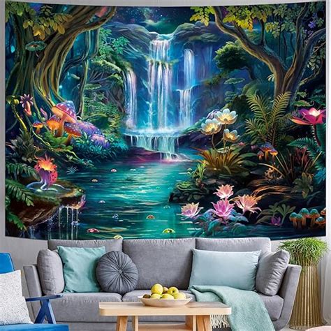 Amazon Generleo Forest Tapestry Mushroom Flower Tapestry Natural