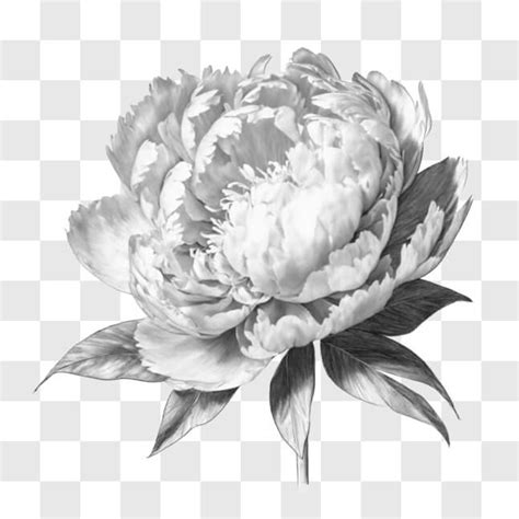 Download Elegant Black and White Peony Flower Drawing Sketches Online - Creative Fabrica