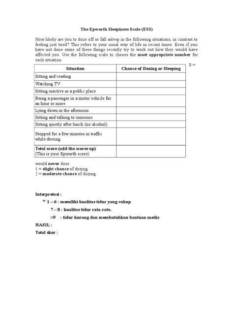 The Epworth Sleepiness Scale Pdf