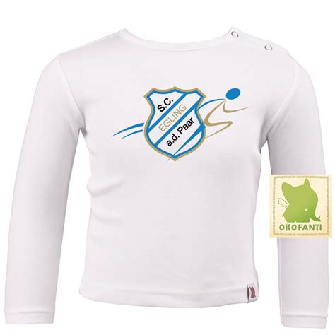 Langarmshirt Baby und Kleinkind in weiß mit SC Egling Logo