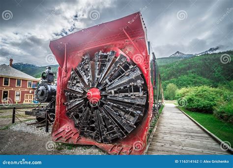 Old Snow Plow Museum Train Locomotive in Skagway Alaska Editorial ...