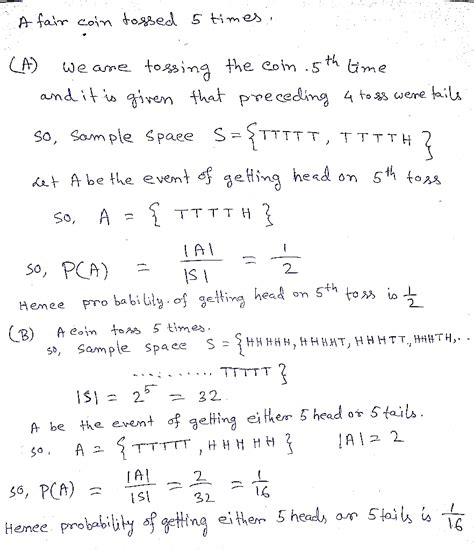 Solved A Fair Coin Is Tossed Times A What Is The Probability Of