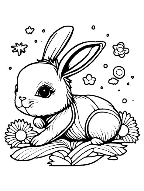 Cute Baby Bunny Coloring Page · Creative Fabrica