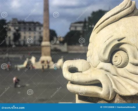 Statue At Piazza Del Popolo In Rome Editorial Stock Photo Image Of