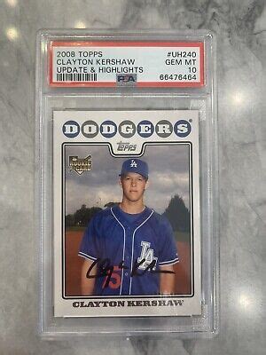 Topps Updates And Highlights Clayton Kershaw Rc Uh Psa Gem