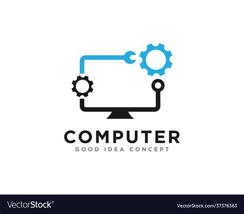 Computer Technology Logo Icon Design Royalty Free Vector