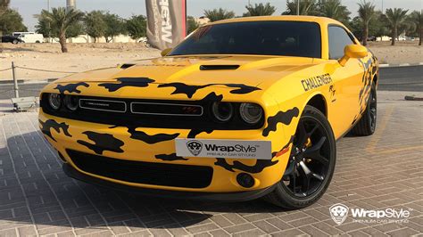 Dodge Challenger - Yellow Camo design | WrapStyle