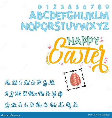 Happy Easter Font Vector Alphabet Hand Lettering Script Font