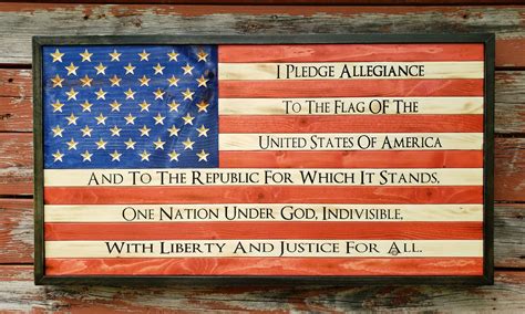 Pledge of Allegiance Flag Wooden Flag Framed American Flag | Etsy