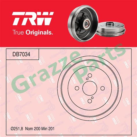 1 Pc TRW Brake Drum Rear DB7034 For Toyota Vios NCP93 NCP150 E And J