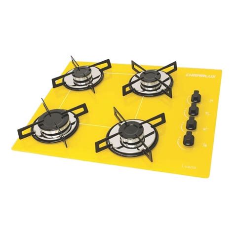 Fogão Cooktop Chamalux 4 Bocas Ultra Chama Amarelo 127v 220v Trempe de