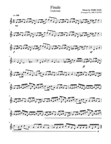 Finale Undertale Sheet Music For Saxophone Alto Solo