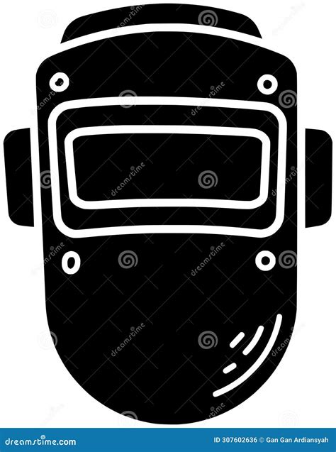 Black Welder Silhouette Or Flat Mask Illustration Of Equipment Logo