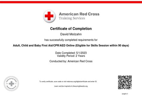 Red Cross Certificate 2023 Pdf