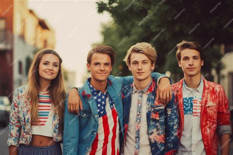 Premium Photo Group Of Friends Wearing Matching Patriotic Outfits