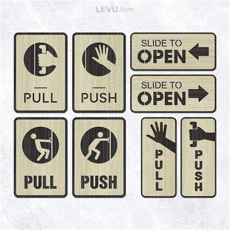wooden push pull door sign set doorway signs hotel doors office
